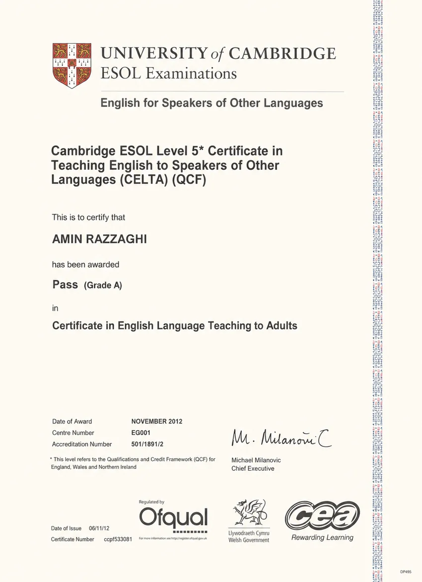 CELTA Certificate — Cambridge University